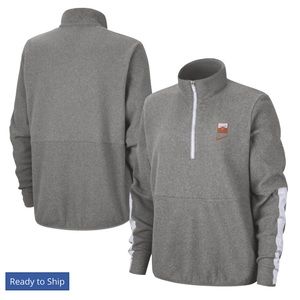 Texas Longhorns Nike Women's Therma Fleece Gray Half-Zip Pullover Jacket
